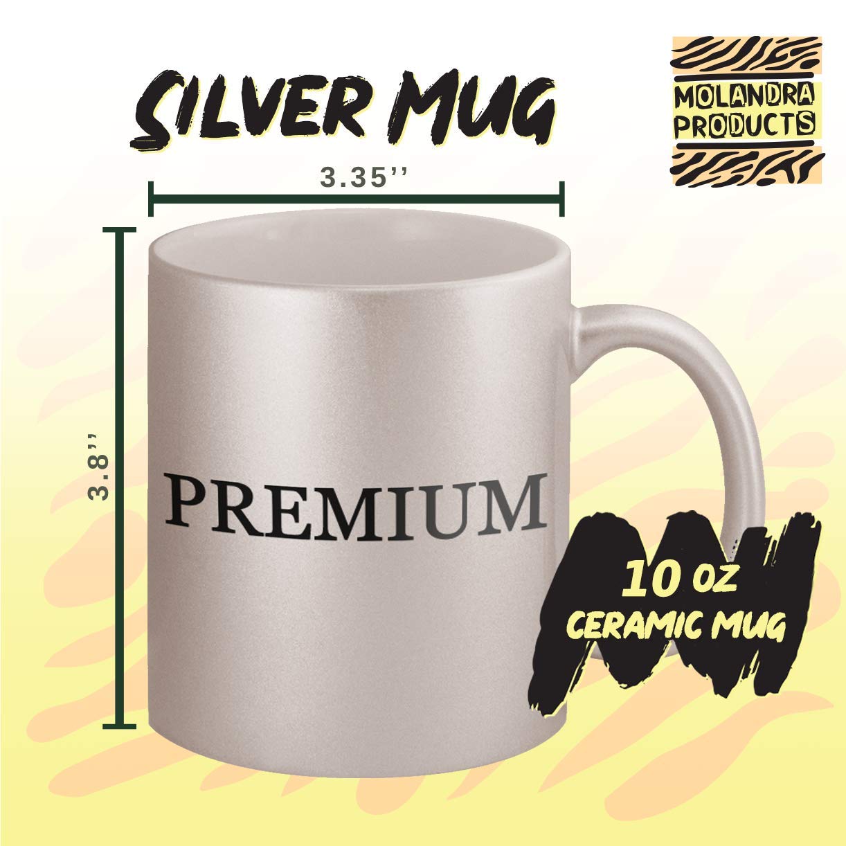11oz Silver Ceramic Coffee Mug - Elegant & Durable Silver Coffee Cup for Home, Office, or Gifts | Perfect for Hot & Cold Beverages