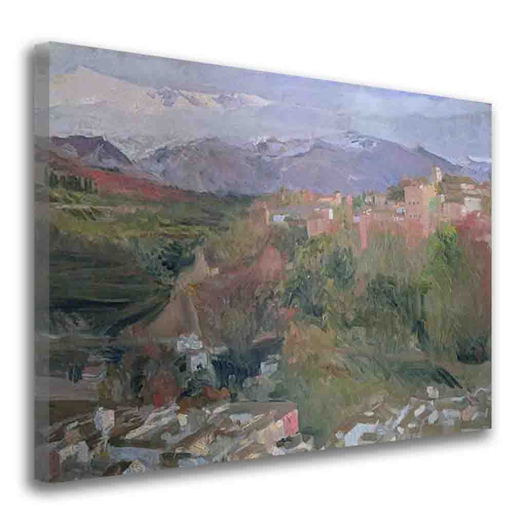 Joaquin Sorolla 'Granada' Framed Canvas Wall Art - 25x30 Inch Ready to Hang Painting for Living Room, Bedroom & Office Decor - Classic Spanish Landscape Artwork for Home & Office Interior Design