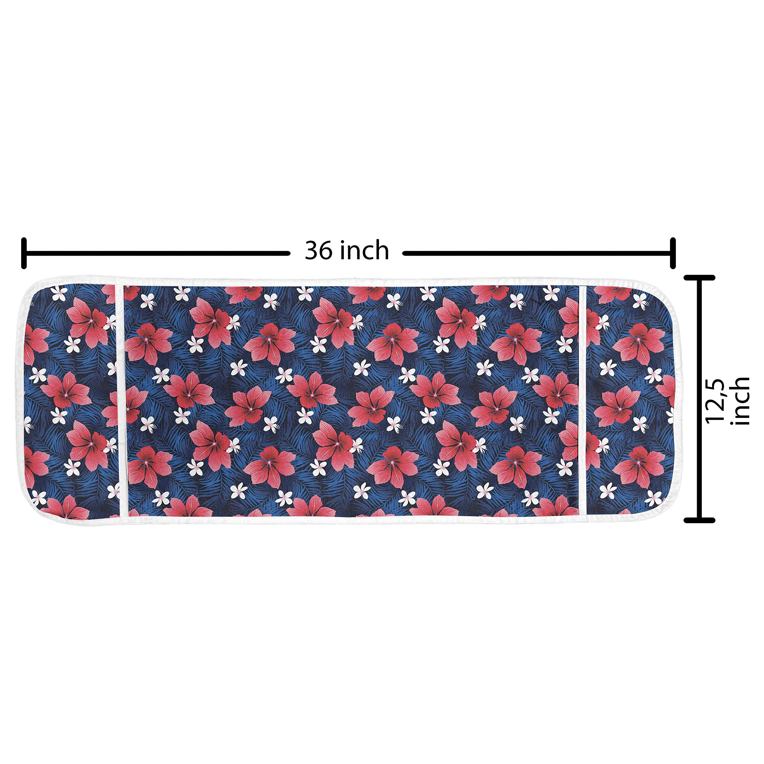 Ambesonne Navy and Blush Microwave Cover - Exotic Hawaiian Hibiscus Plumeria Floral Pattern, Water-Resistant Kitchen Organizer with Pockets, 36