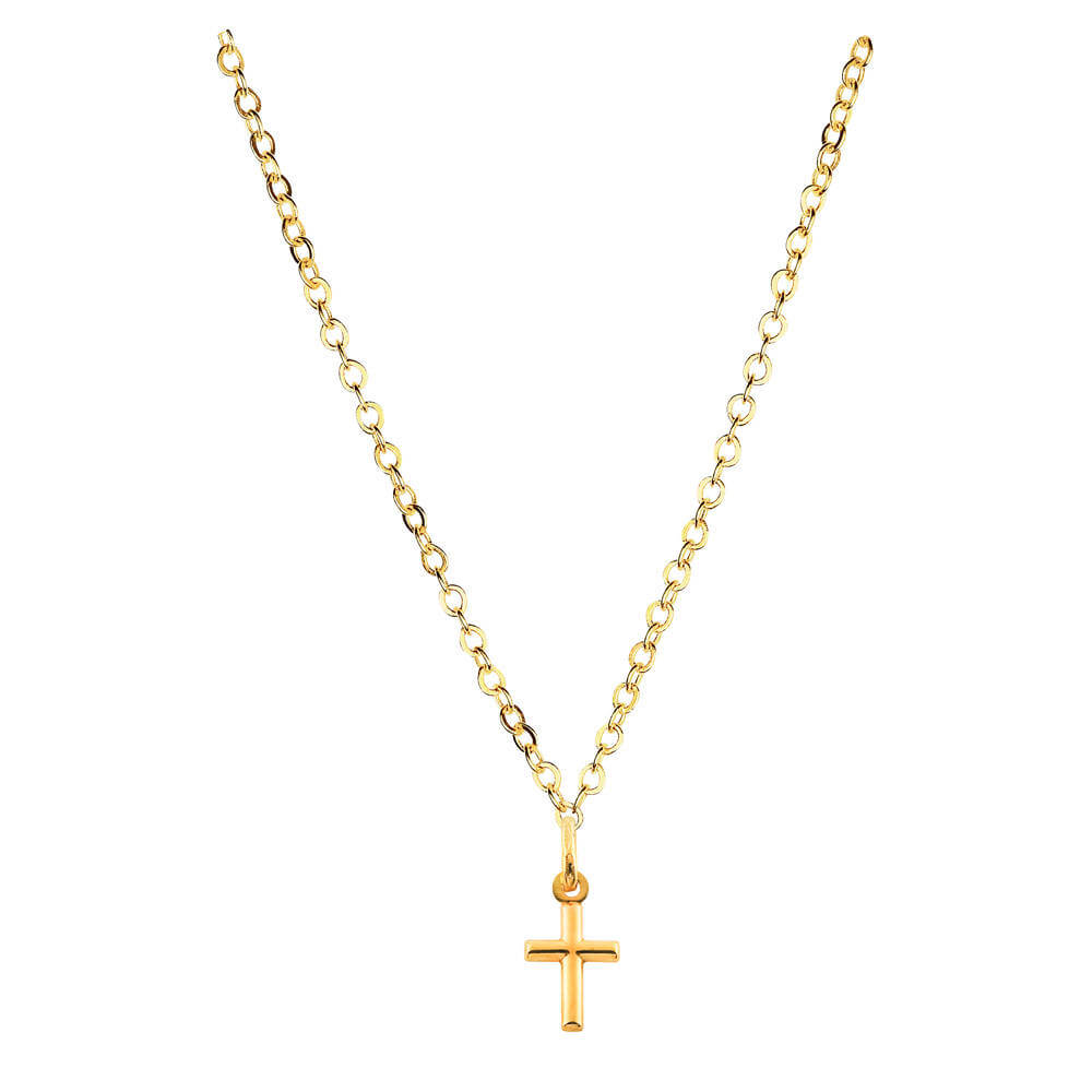 9ct Yellow Gold 14mm Cross Pendant Necklace for Women - Elegant Religious Jewelry Gift for Baptism, First Communion & Everyday Wear