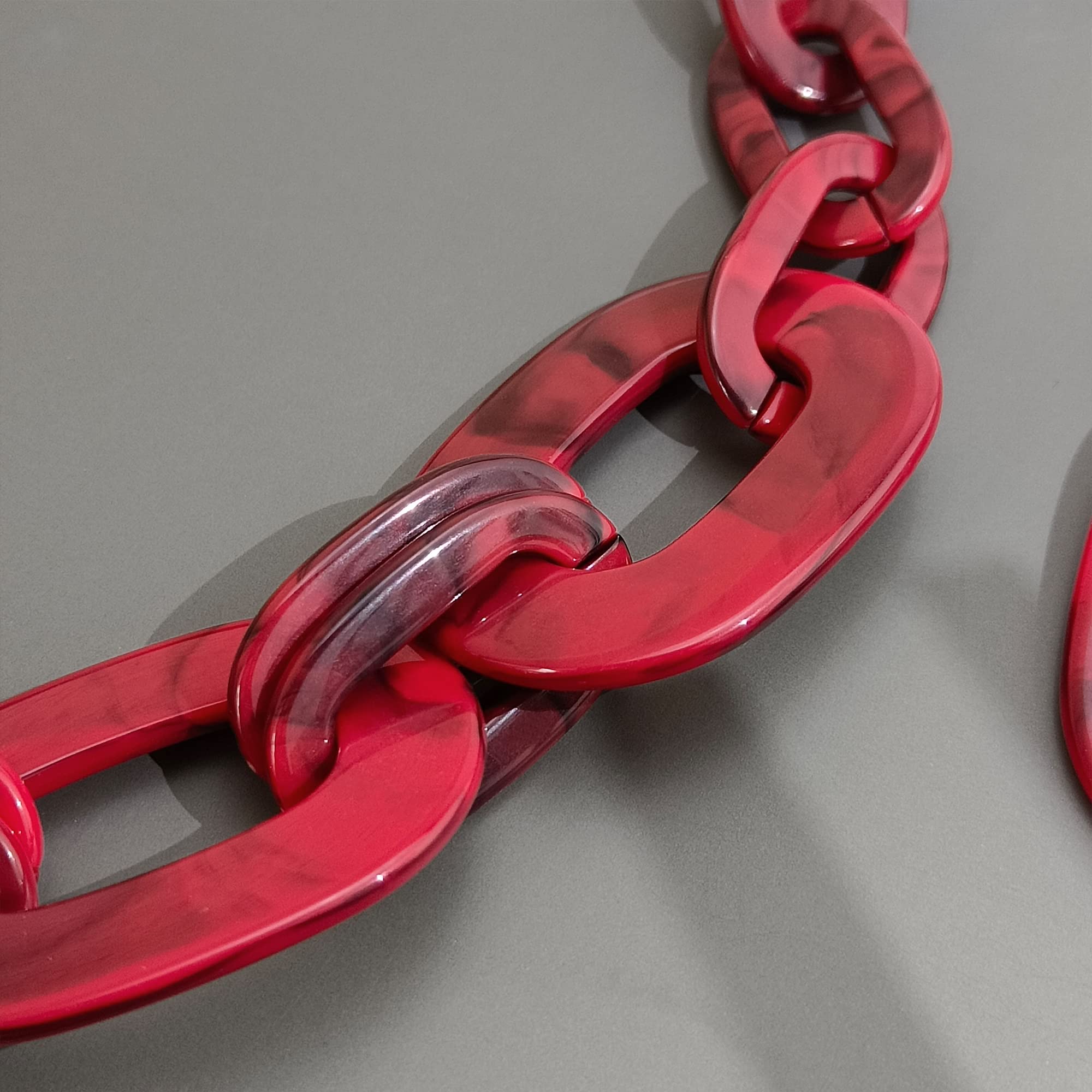 Bold Acrylic Chunky Statement Necklace for Women - Modern Cube Link Chain Collar with Matching Hoop Earrings Set, Fashion Jewelry for Parties, Weddings & Date Nights