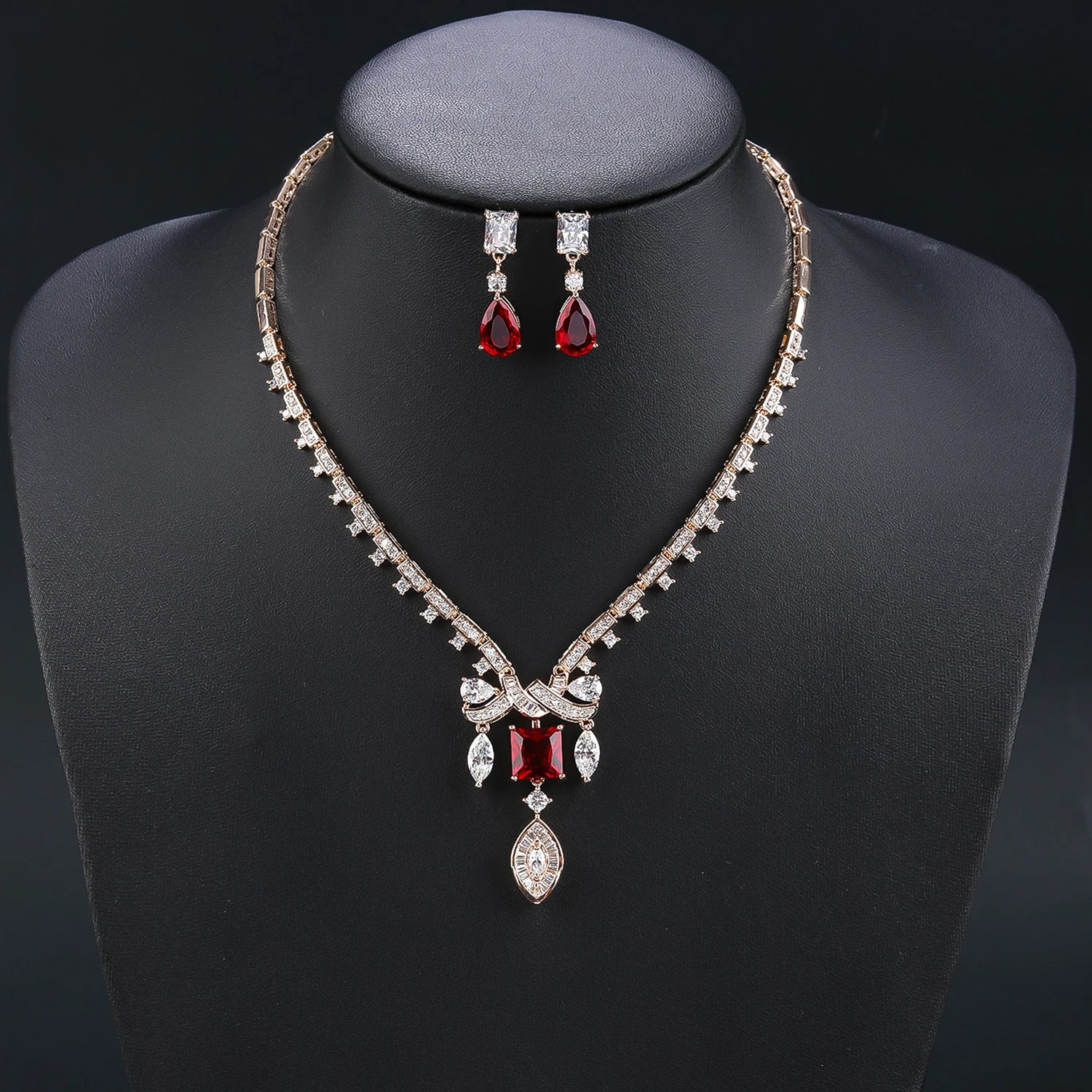 Elegant Cubic Zirconia Earrings and Necklace Set for Women - Shiny Party Jewelry Accessories for Banquet, Wedding & Evening Dresses | CN11410