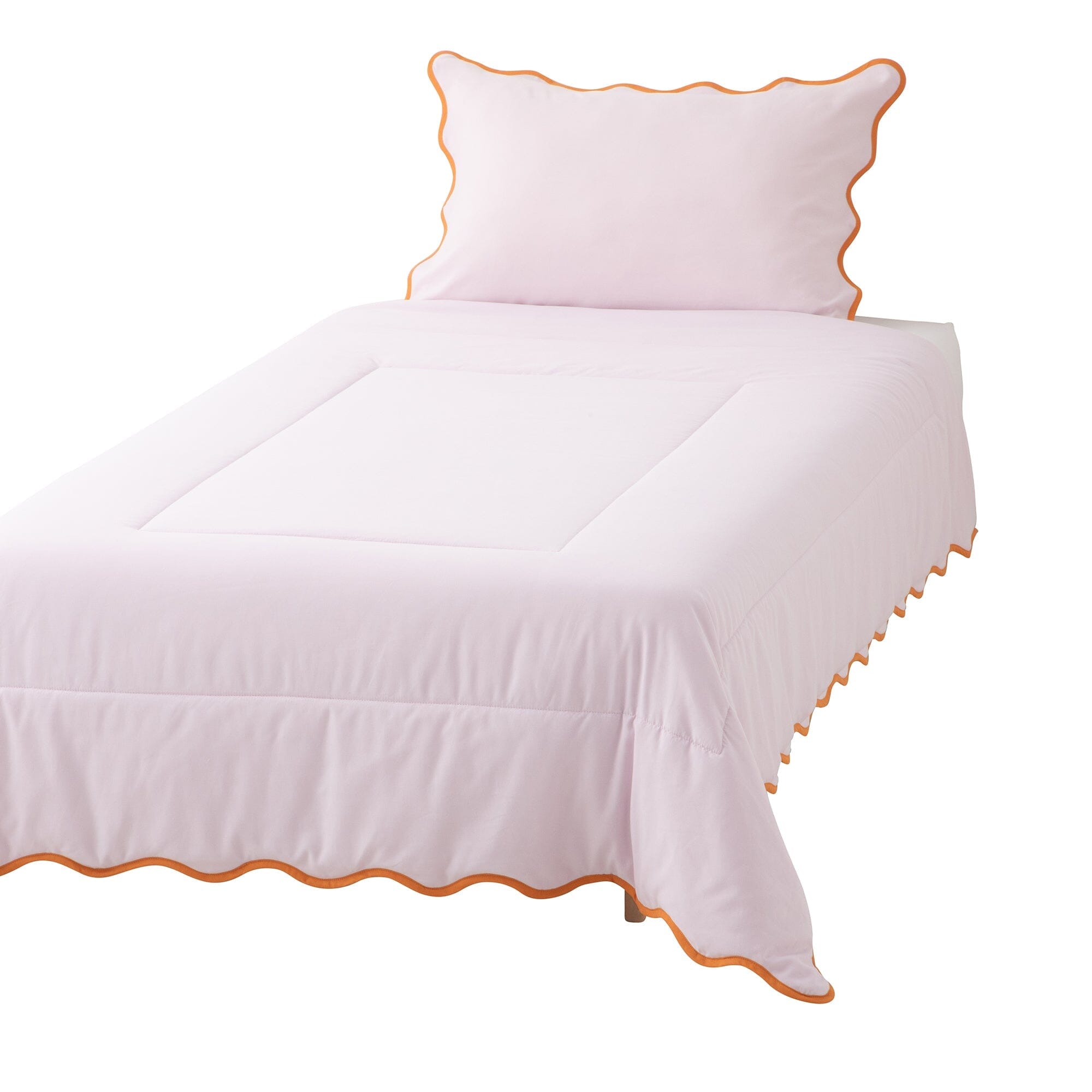 Fuwaro Cooling Quilt - Bicolor Wave Design in Pink & Orange - Lightweight Summer Blanket for Bed, Sofa, and Outdoor Use