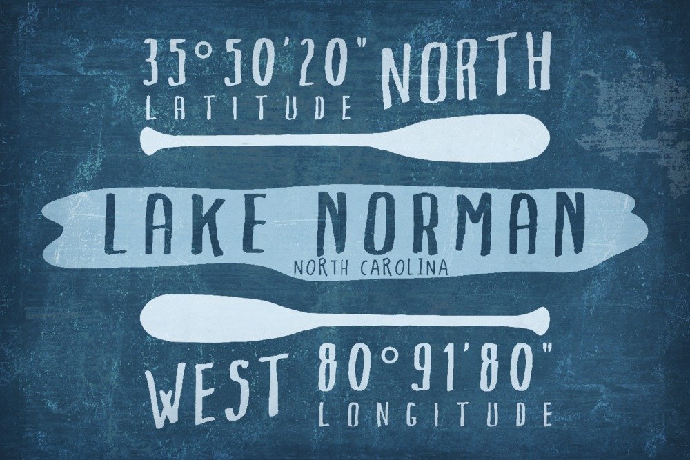 Lake Norman North Carolina Latitude Longitude Metal Art - 24x36 Gallery Quality Aluminum Wall Decor for Home, Office & Cabin