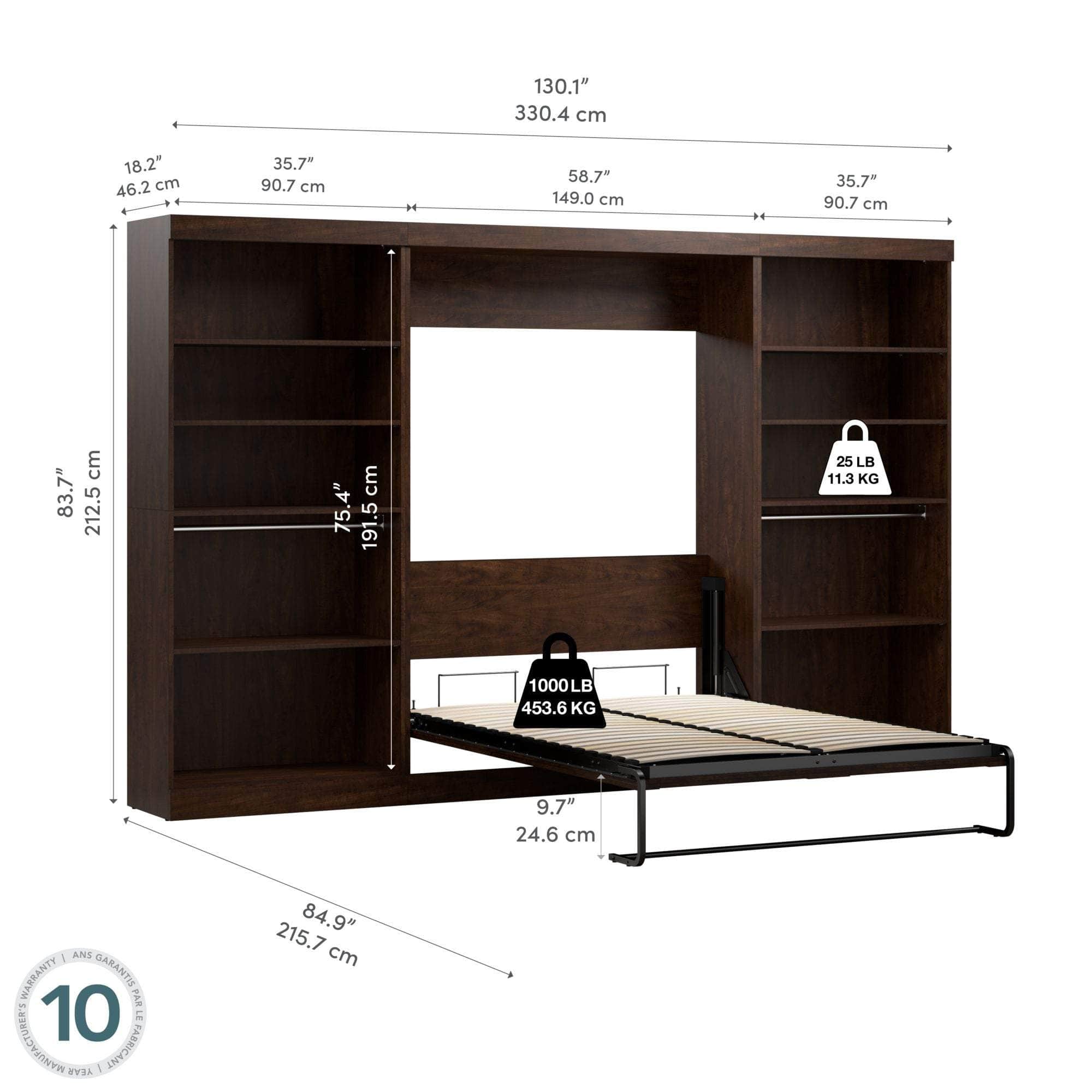 Pur Full Murphy Wall Bed with 2 Storage Units (131