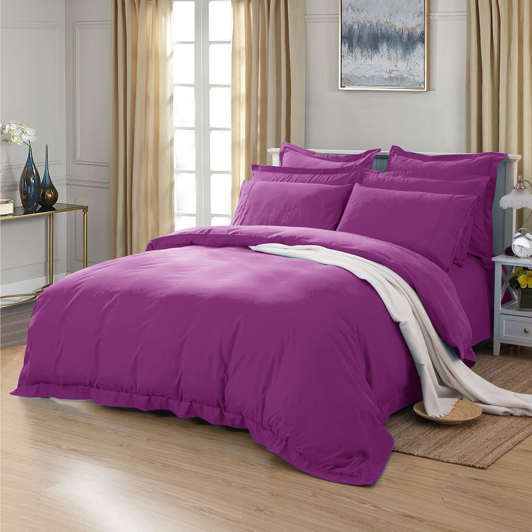 1000 Thread Count King Single Size Purple Duvet Cover Set - Luxury Soft Bedding for Master Bedroom, Guest Room & Dormitory