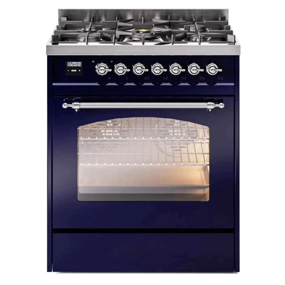 ILVE 30 Nostalgie II Series Freestanding Dual Fuel Range with 5 Sealed Burners - Professional Gas Stove & Electric Oven for Home Kitchen - Perfect for Baking, Roasting, and Family Cooking (Model UP30NMP)