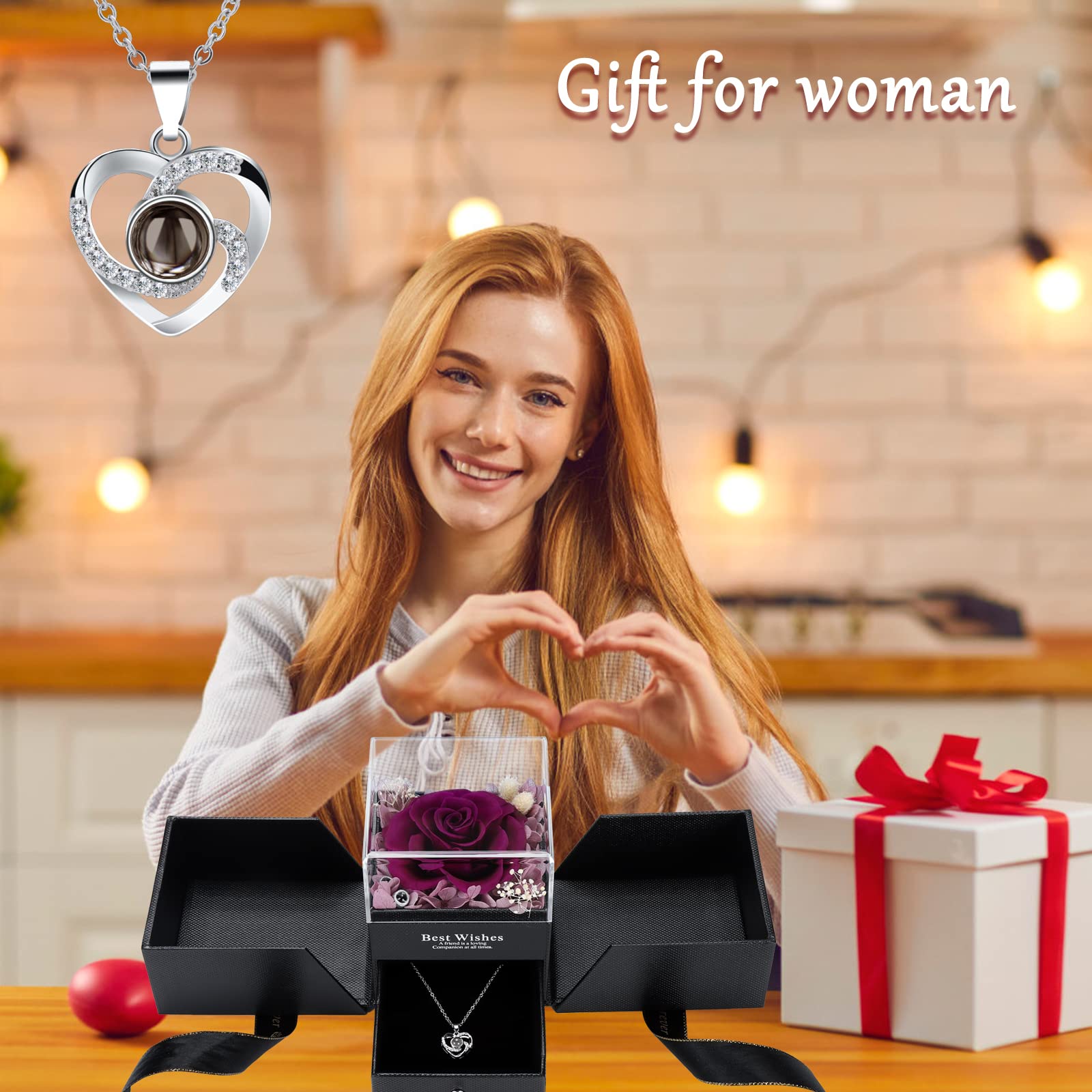 LOVCAS Preserved Rose Gift Box - Romantic 'I Love You' Valentine's Day Gifts for Her, Girlfriend, Wife or Mom - Perfect Birthday & Anniversary Present - Long-Lasting Rose for Home Decor, Bedroom, Office Desk