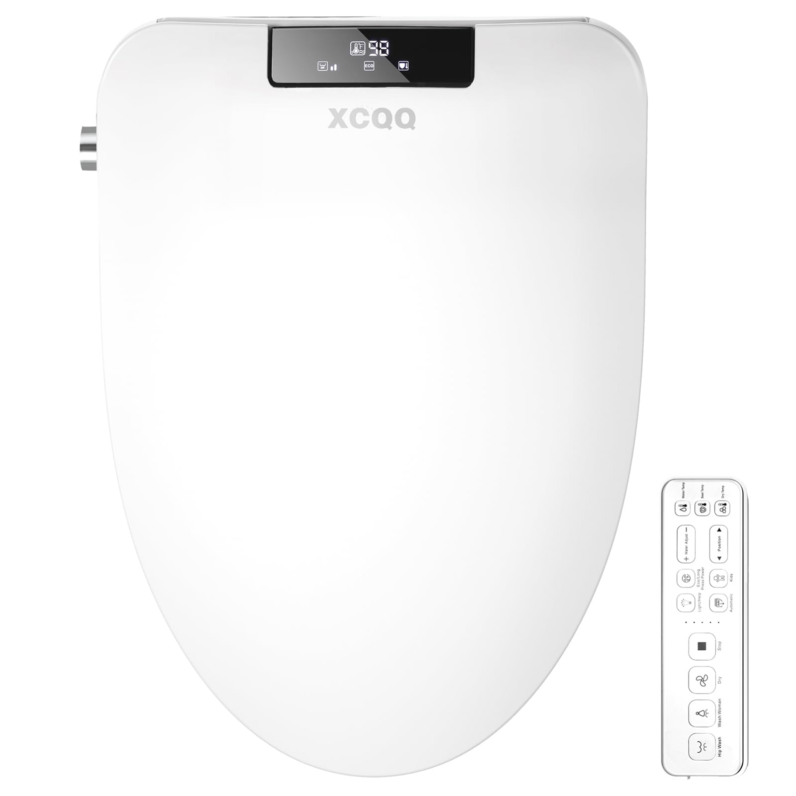 Premium Bidet Toilet Seat with Warm Water & Air Dryer - Heated Elongated Toilet Seat with Self-Cleaning Nozzle, 5 Spray Modes, Night Light & Remote Control - Perfect for Home, Elderly Care & Luxury Bathroom Upgrade