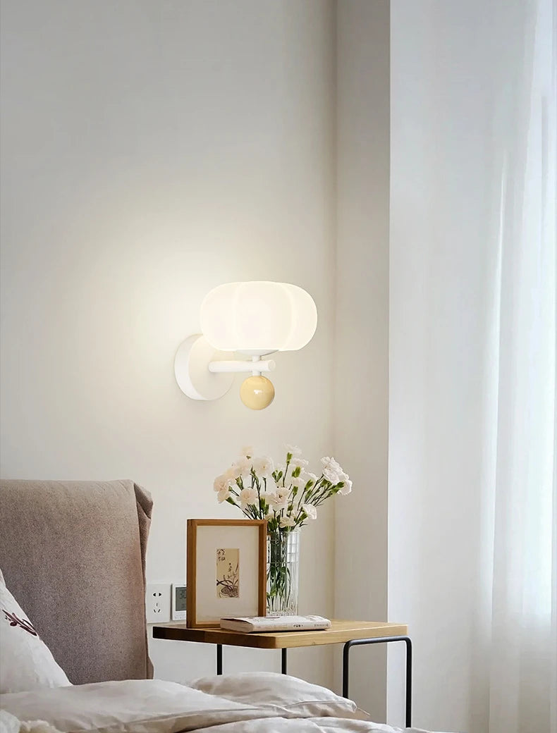 Pumpkin Cream Wall Lamp - Decorative Night Light for Bedroom, Nursery, Living Room - Warm Ambient Lighting for Relaxation & Cozy Atmosphere