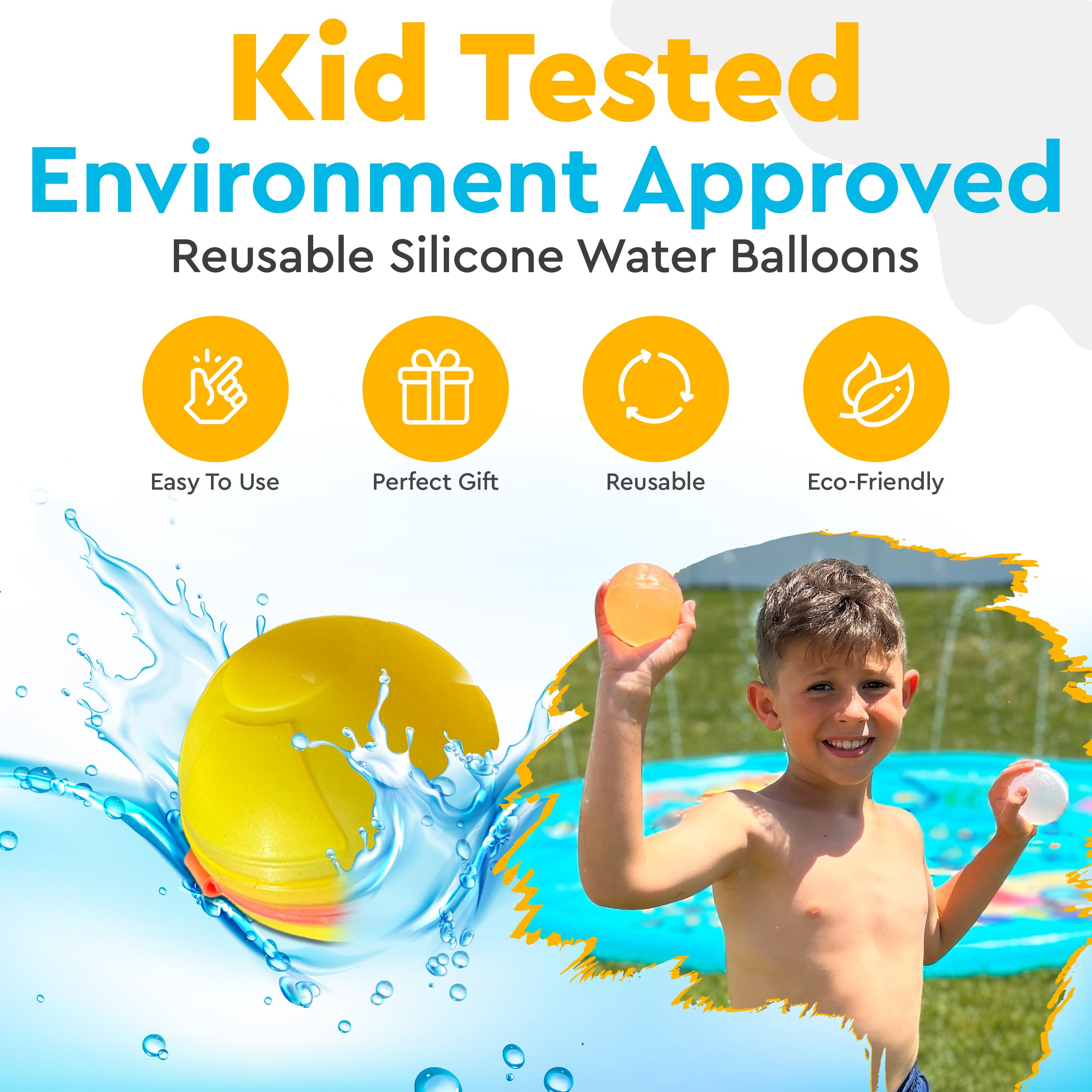 **LEGACY KIDS Reusable Water Balloons - Quick Fill & Magnetic Silicone Pool Toys for Kids Ages 8-12 (12-Pack) - Fun Outdoor Summer Games, Birthday Parties & Backyard Water Fights**