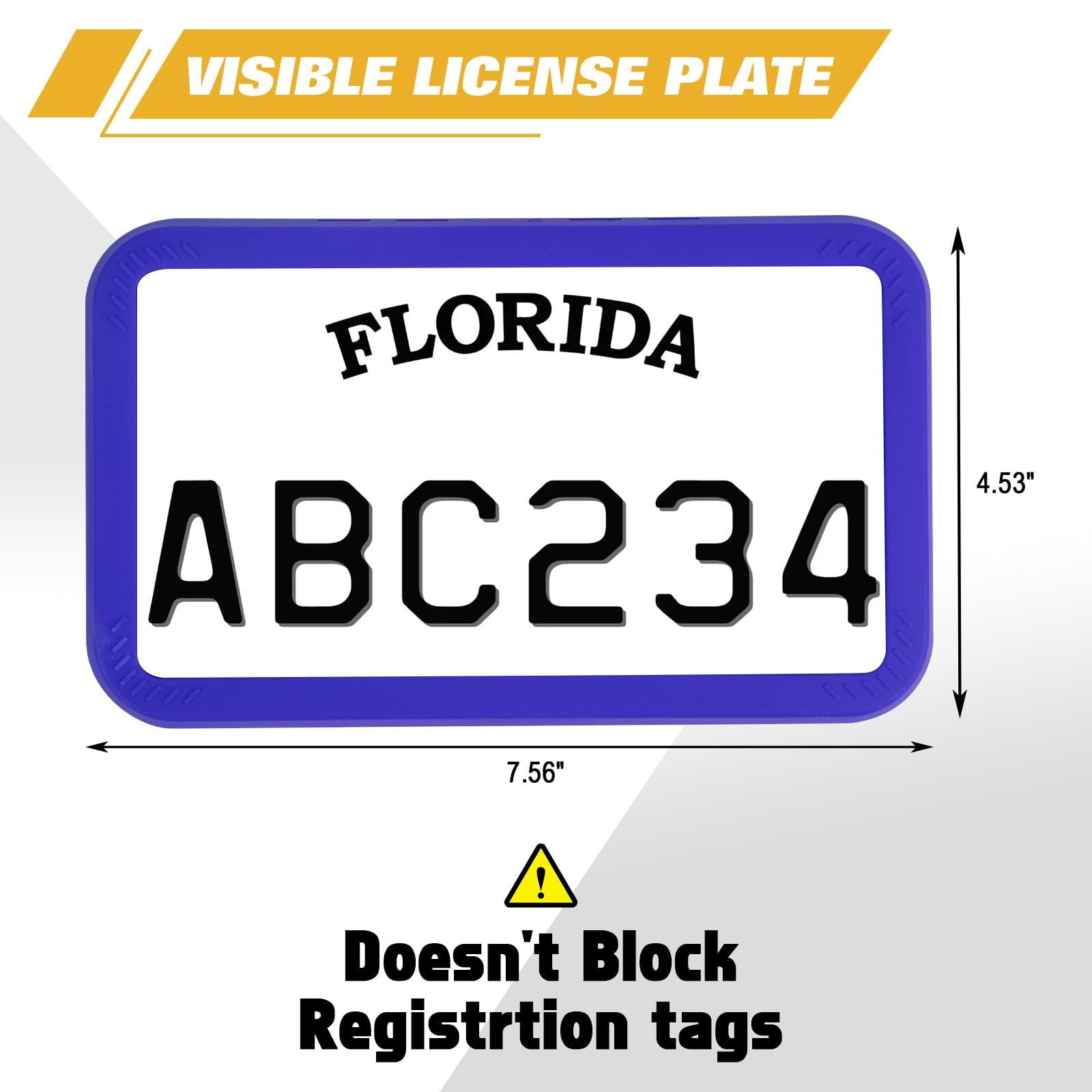 Xotic Tech Motorcycle Silicone License Plate Frame - Durable Motorbike License Plate Holder - Rust Proof, Rattle Proof, Weather Resistant (Blue, 7.56