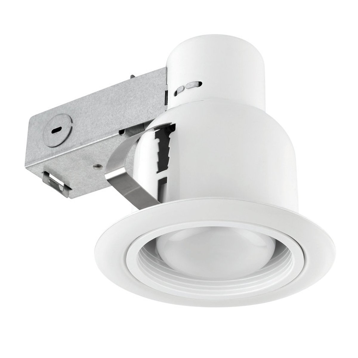 Globe Electric 9241201 4 Inch Recessed Lighting Kit - White Finish Open Trim, Energy Efficient LED Downlight for Kitchen, Bathroom & Living Room Ceiling