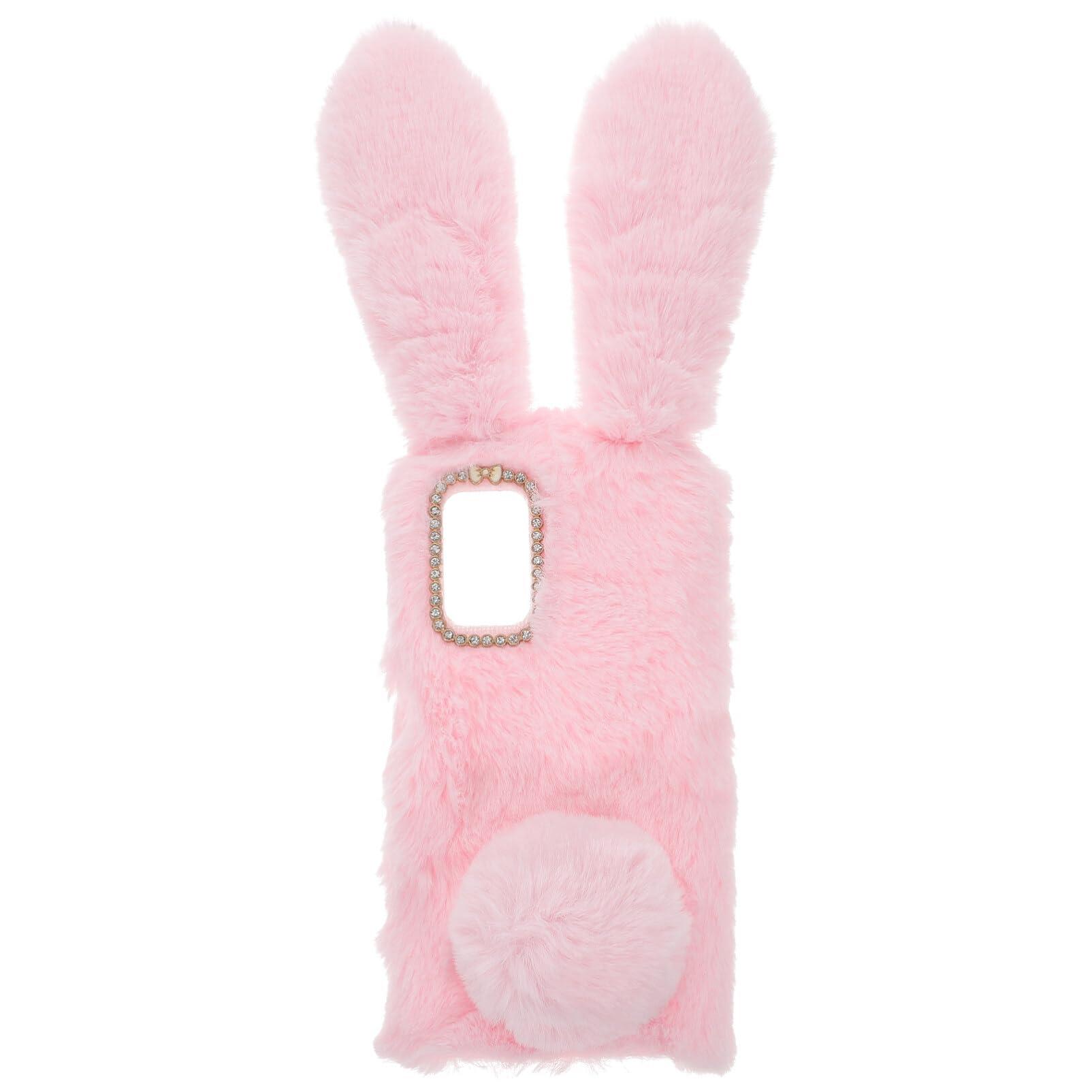 Fluffy Rabbit Plush Phone Case - Cute Cartoon Soft Phone Cover for Samsung Galaxy A03s - Pink Protective Shell for Girls & Teens - Perfect for School, Work & Everyday Use