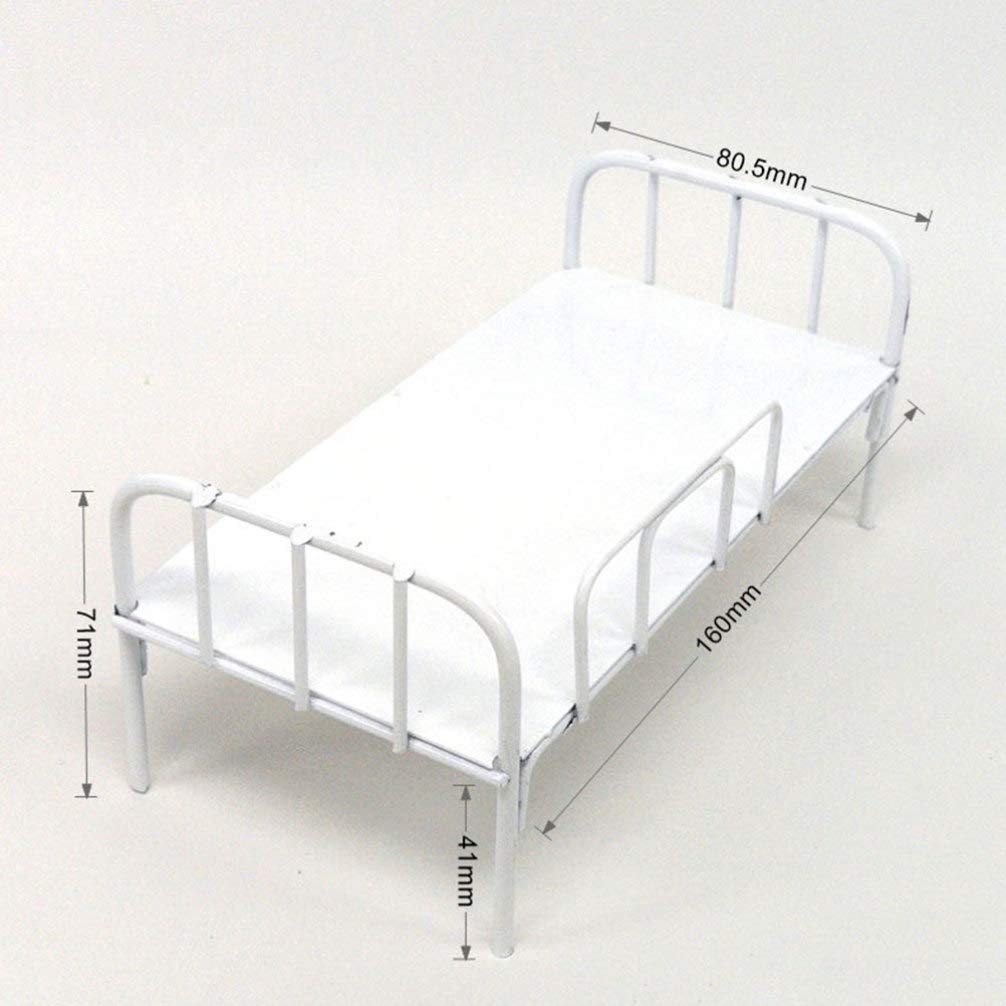 EXCEART Miniature Iron Bed - 1:12 Scale Dollhouse Furniture, White Metal Toy Bed for Dollhouse Decor, DIY Crafts, and Collectibles - Perfect for Dollhouse Accessories, Miniature Displays, and Model Scenes