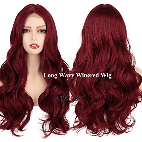 Long Straight Ombre Brown Wig with Middle Part - Natural Looking Synthetic Hair for Daily Wear & Cosplay