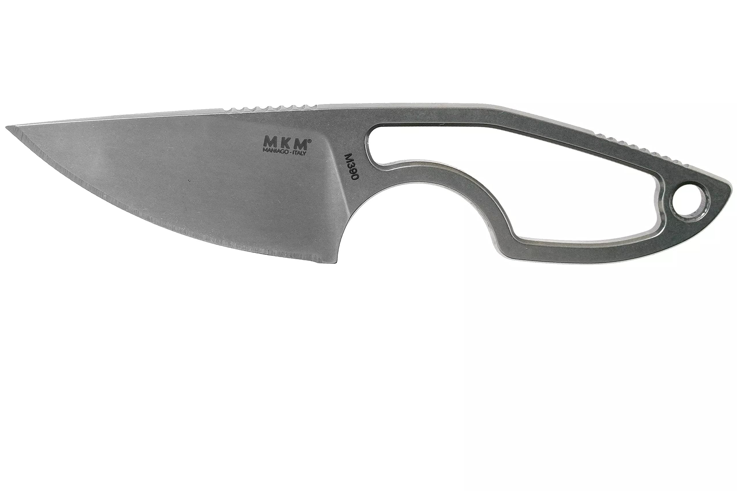 MKM Maniago Knife Makers MIKRO 1 Fixed Blade Neck Knife - EDC Pocket Knife with M390 Super Steel, Full Tang Design by Jesper Voxnaes | Made in Italy (Skeleton) | Perfect for Outdoor Survival, Camping & Everyday Carry