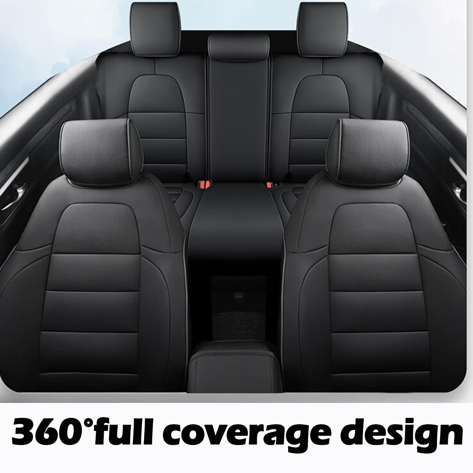 HKZ Fit Premium Leather Car Seat Covers Full Set for Honda CR-V 2017-2022 Models (Touring, EX, Sport, SE & EX-L) - Black - Waterproof & Anti-Slip Protection for Daily Commute, Road Trips & Family Adventures