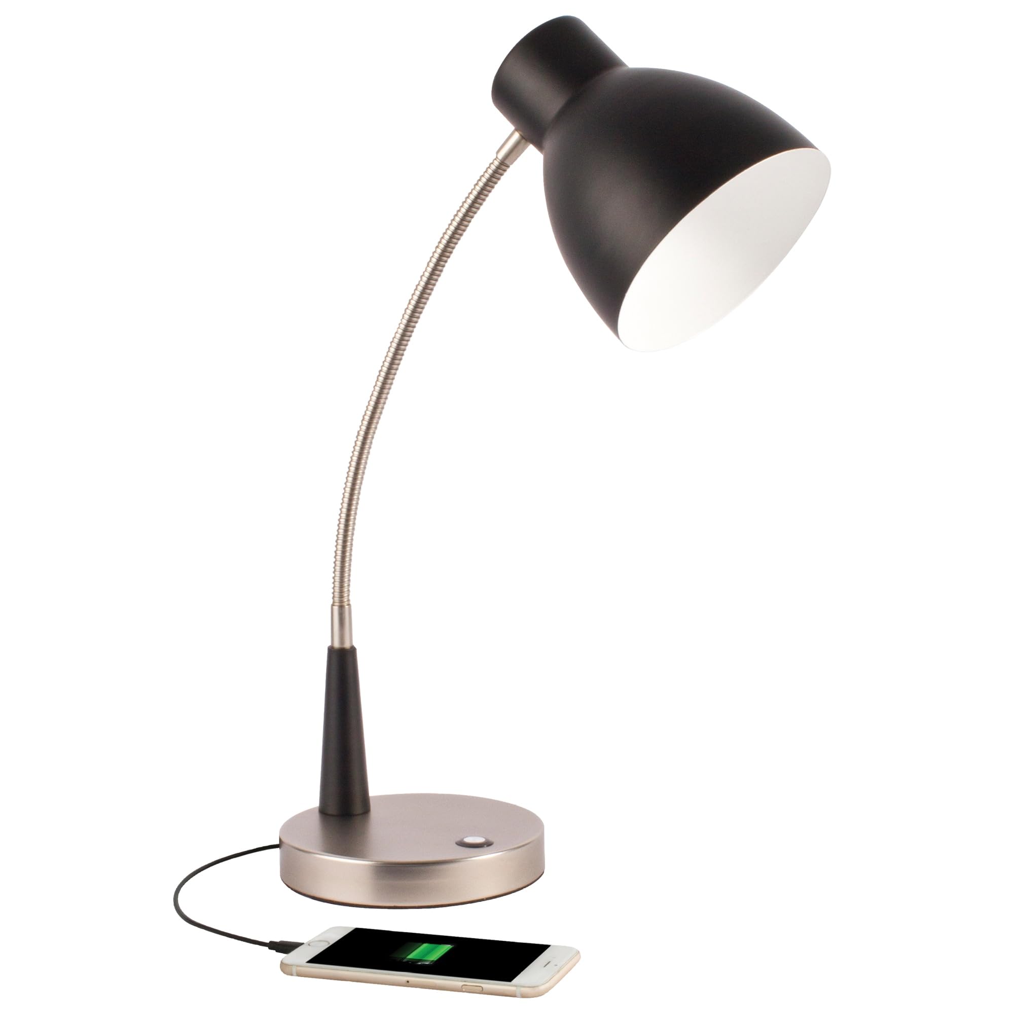 OttLite Adjustable LED Desk Lamp with 2.1A USB Charging Port - Portable Task Light for Home Office, Study & Reading - Dimmable Eye-Caring Desk Light for Work, Gaming & Nightstand Use