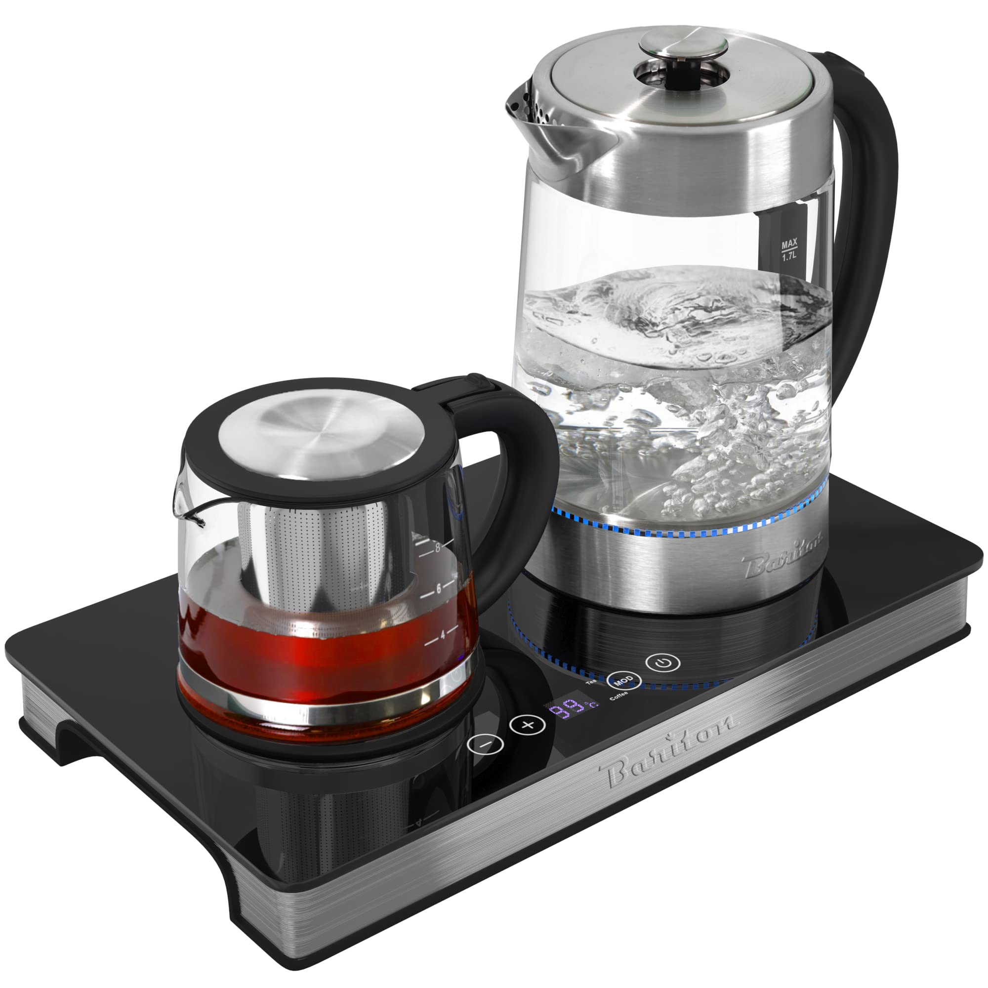 BARITON BTM-1780GS 3-in-1 Electric Kettle - Smart Tea Maker & Coffee Brewer with Digital Touch Display, Strix Safety Technology - Perfect for Home, Office & Dorm Use
