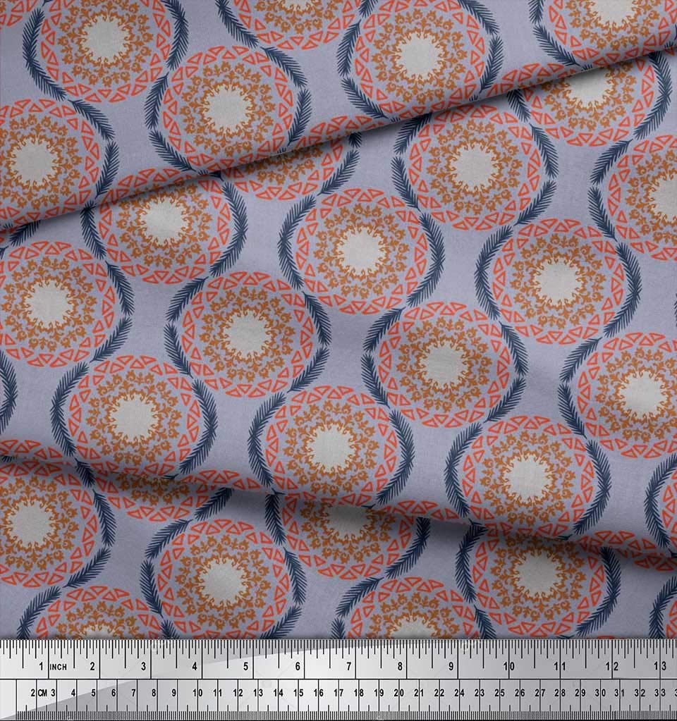 Soimoi Moss Georgette Brown Fabric by The Yard - 42 Inch Wide Triangle & Ogee Damask Printed Fabric - Modern Geometric Patterns for Dresses, Curtains & Home Decor