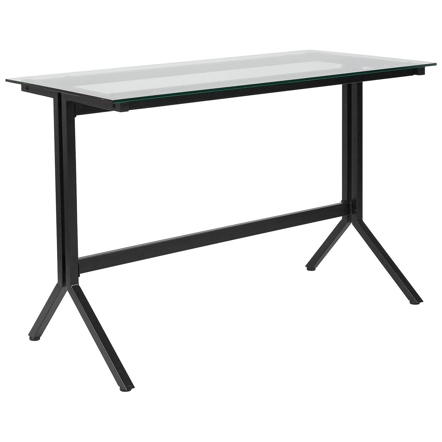 Flash Furniture Highland Collection Glass Computer Desk with Black Metal Frame - Modern Home Office Desk for Work, Study & Gaming - Perfect for Small Spaces & Apartments