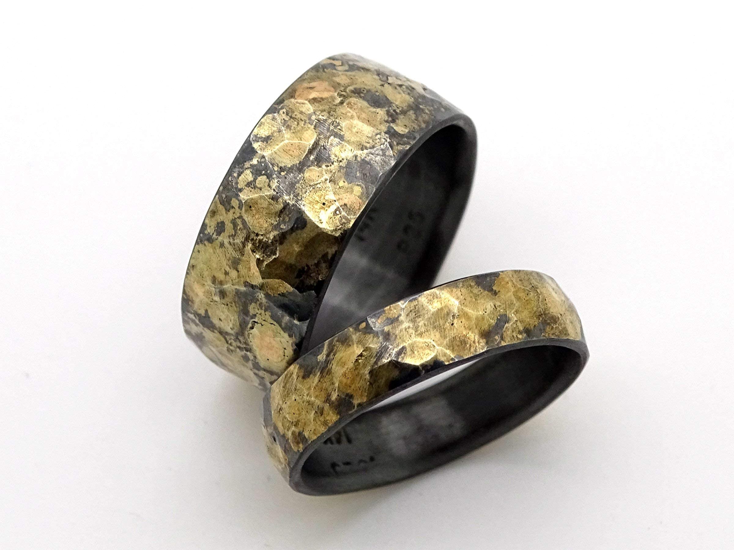 Viking Wedding Ring Set - Matching Oxidized Black Gold Wedding Bands, Forged Celtic Rings for Couples - Perfect for Viking-Themed Weddings, Anniversary Gifts & Medieval Lovers