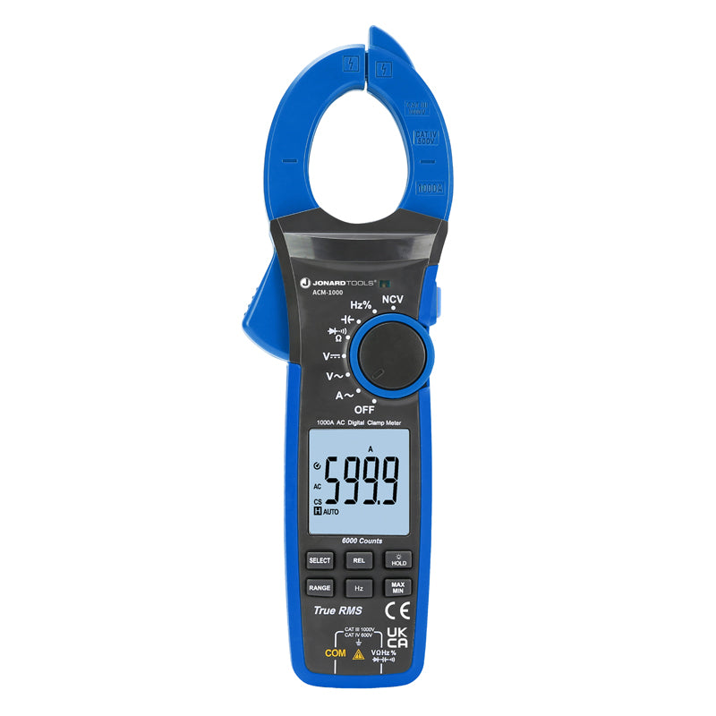 Jonard Tools ACM 1000 Digital Clamp Meter 1000A - Professional AC/DC Current Tester for Electricians, HVAC & Automotive Diagnostics