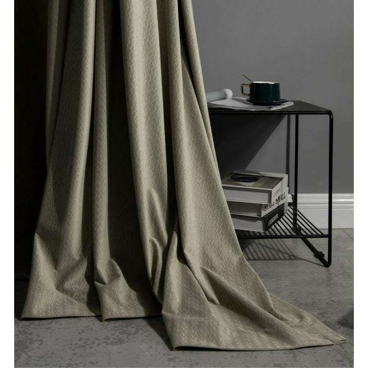 Luxury Jacquard Velvet Woven Design Curtains - Beige | Elegant Window Treatments for Living Room, Bedroom & Home Decor