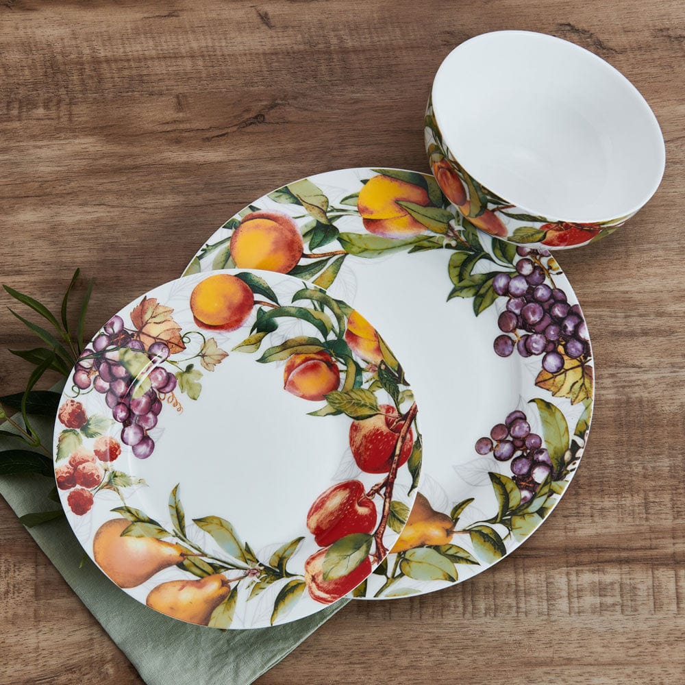 Orchard 12-Piece Dinnerware Set - Porcelain Plates, Bowls & Mugs for 4 People - Elegant Tableware for Everyday Dining, Dinner Parties & Family Gatherings