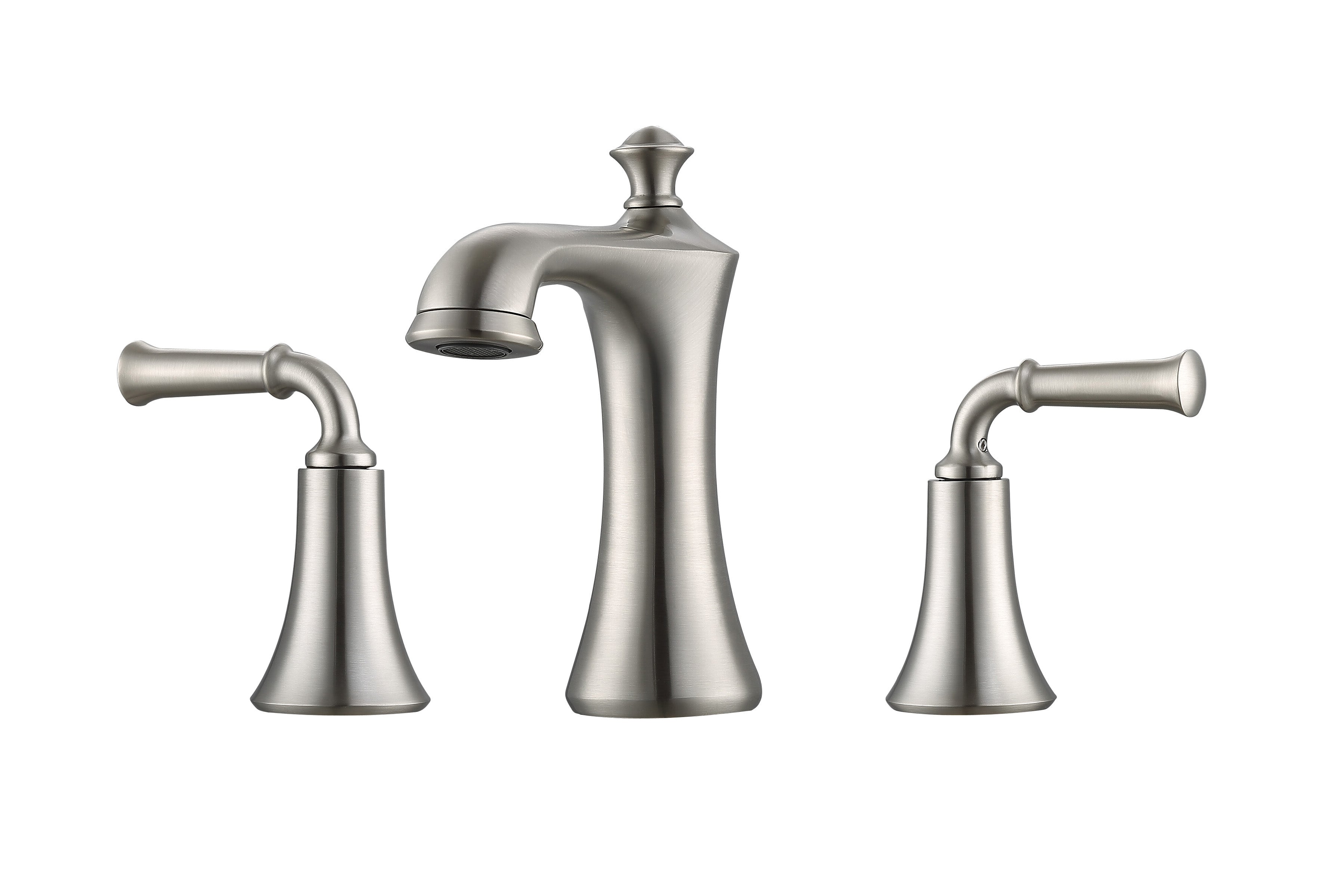 Peonia Brushed Nickel Widespread Bathroom Faucet - Modern 8-inch Centerset Bath Sink Faucet with High Arc Spout for Vanity, Powder Room & Guest Bath Installation