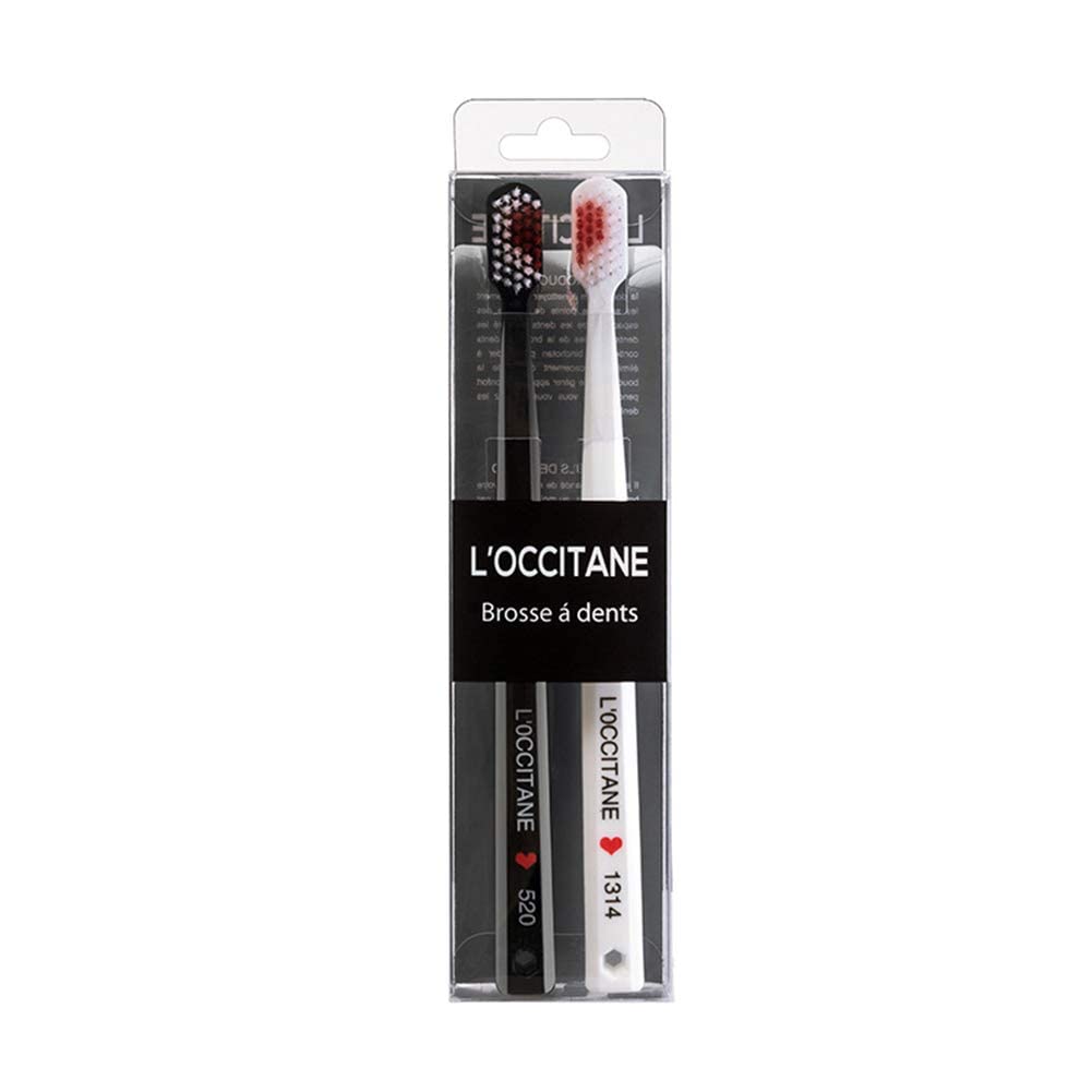 Katartizo 2 Pack Heart Shaped Couple Toothbrushes - Black & White Eco-Friendly Nano Bristles for Gentle Dental Care | Perfect for Couples, Travel & Gift Giving