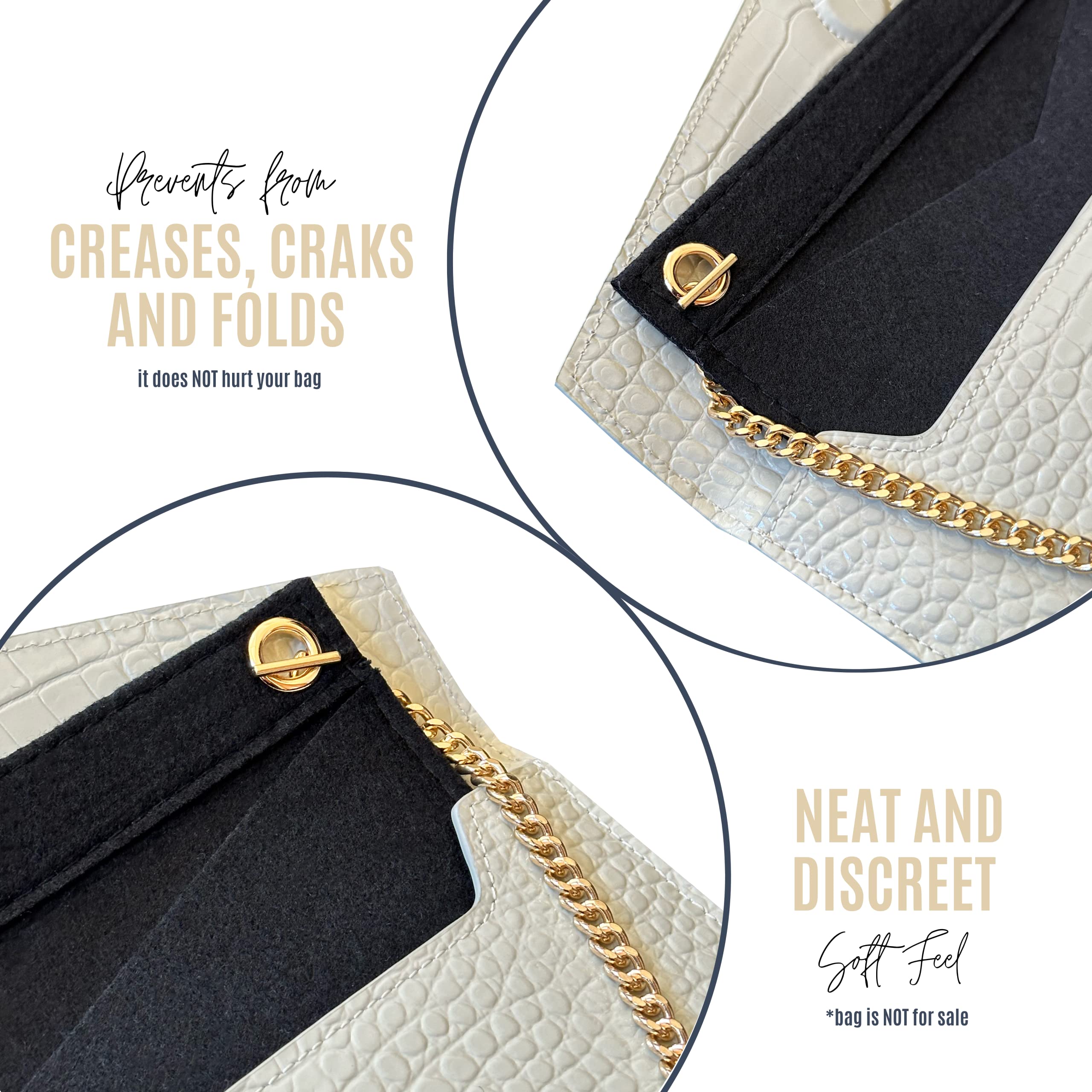 Uptown Clutch Conversion Kit with Gold Chain - Wristlet Insert Wallet on Chain (WOC) - Beige Uptown Pouch Insert for Women | Perfect for Parties, Weddings & Evening Events
