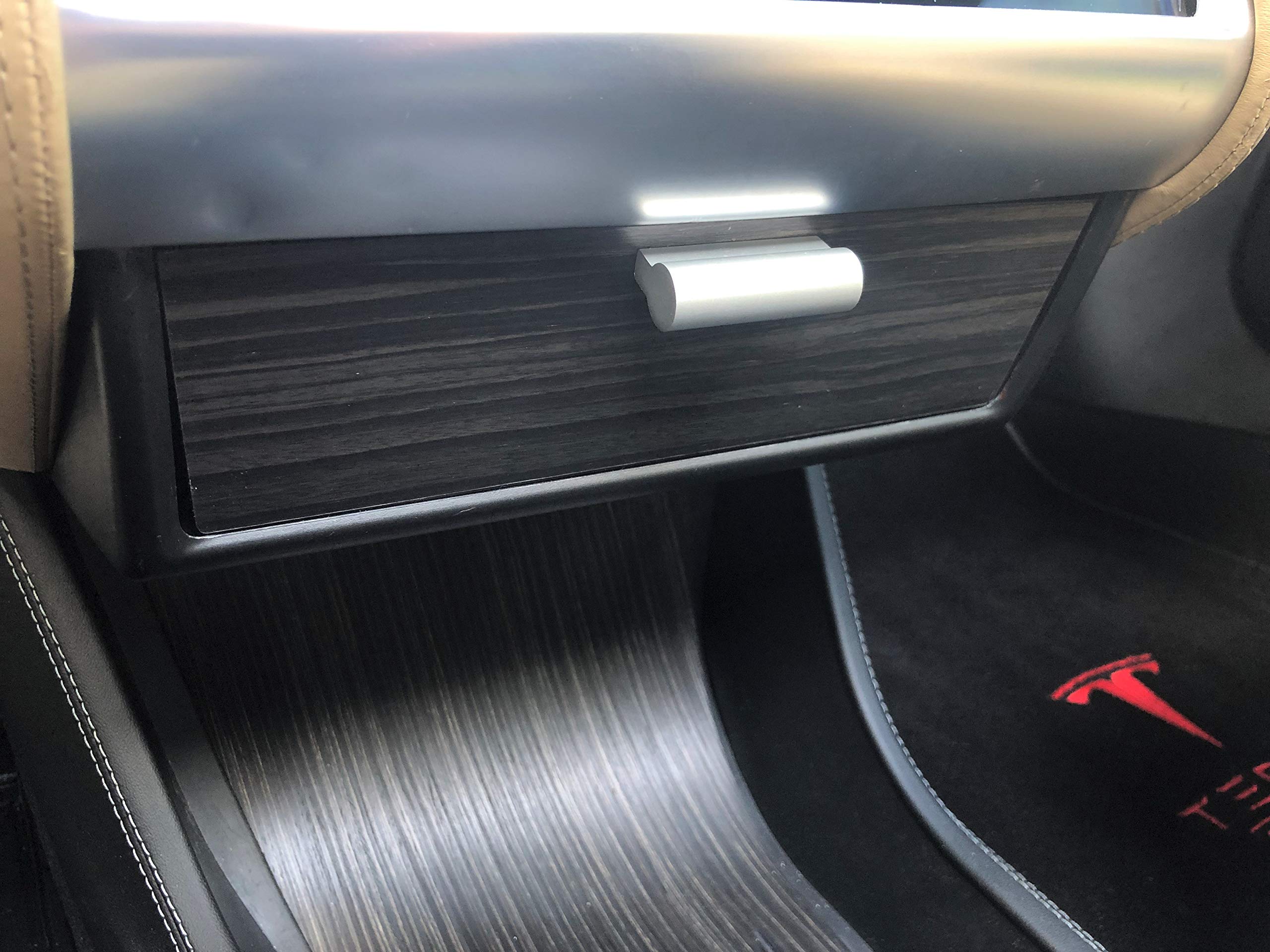 Tesla Model S & Model X Center Console Organizer Tray - Matte Obeche Wood Grain Dash Drawer for Sunglasses, Keys & Small Items | Perfect for Road Trips & Daily Commutes