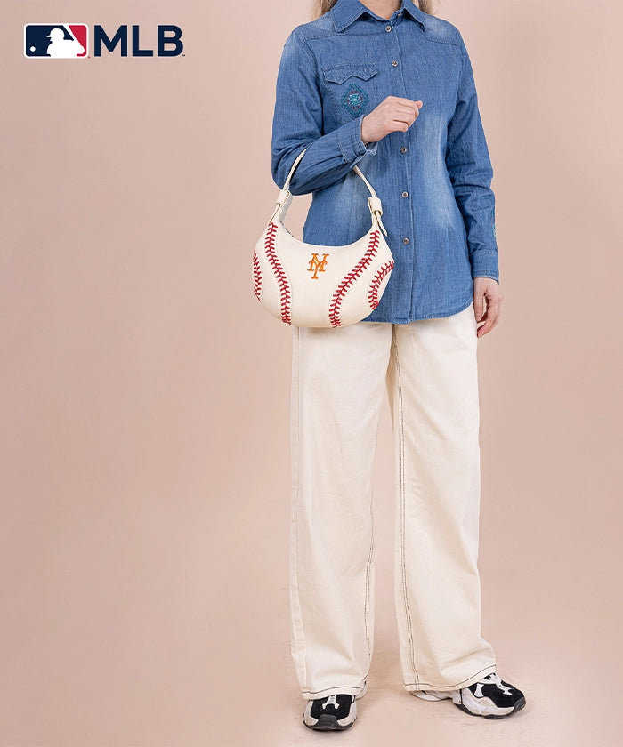 MLB New York Mets Hobo Bag for Women - Stylish Crossbody Shoulder Purse - Perfect for Baseball Games, Shopping & Daily Use