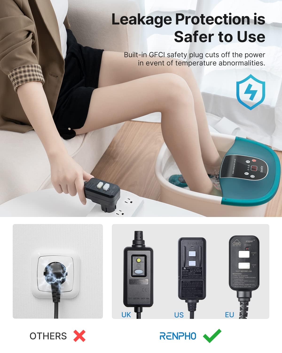 RENPHO Electric Foot Spa Massager with Heat, Shiatsu Rollers, Vibration & Bubbles - GFCI Protected Pedicure Foot Bath with Temperature Control & 22 Removable Massage Nodes - Perfect for Relaxation, Home Spa & Foot Care Therapy