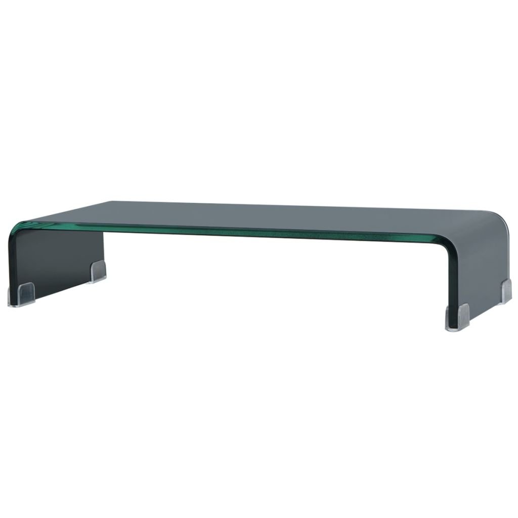 vidaXL Clear Glass Monitor Stand - Ergonomic Desktop Riser for Computer Screen, Laptop & Small TV - Space Saving Desk Organizer with Streamlined Design | Perfect for Home Office, Gaming Setup & Workspace Organization