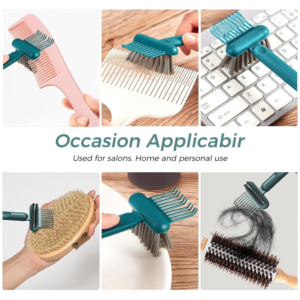 ZIBUYU® 2-in-1 Hair Brush Cleaner Tool - Professional Soft Bristle Brush with Embedded Comb for Removing Hair & Dust (2 Pack) - Perfect for Salon, Home, Bathroom & Travel Use