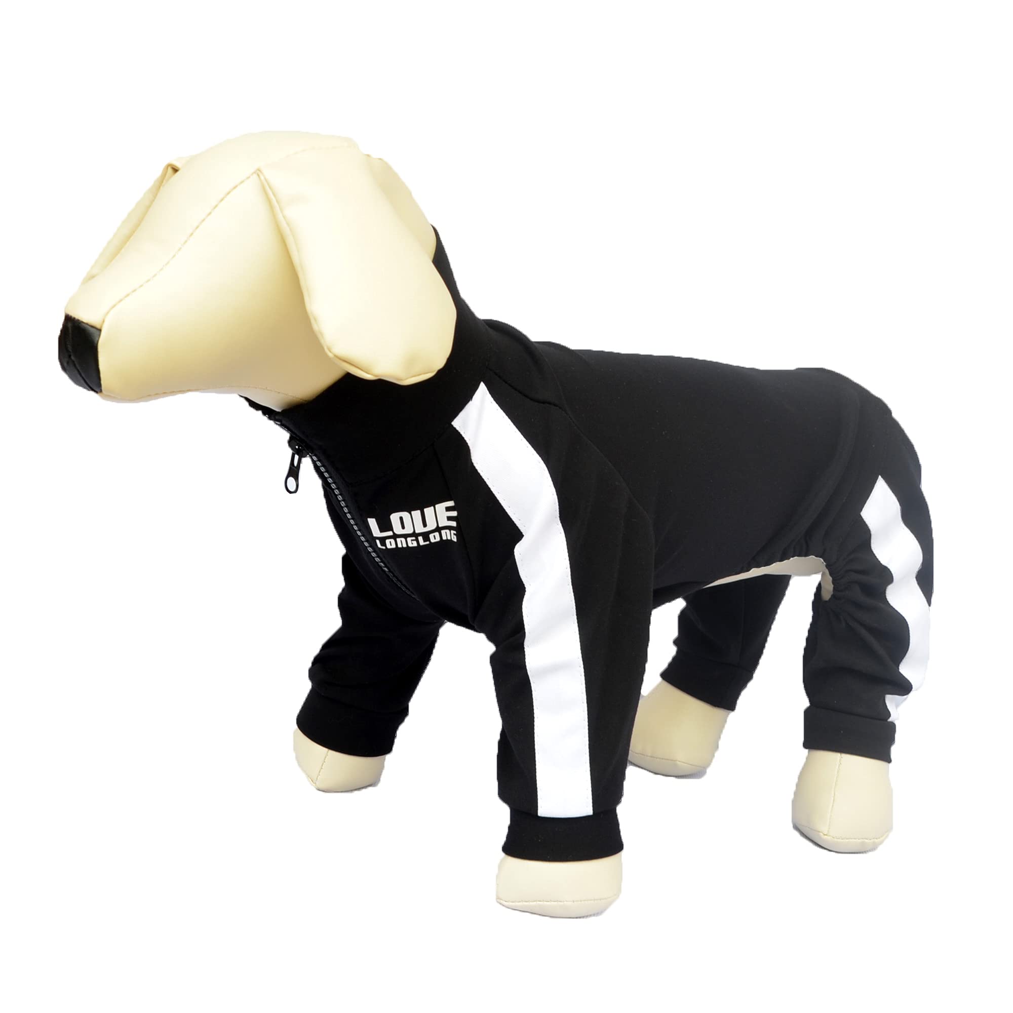 Zipper Dog Sweatshirt - 4-Legs Covered Sport Suit for Small Medium Large Dogs | Breathable & Comfortable Dog Sweater in Black XS | Perfect for Outdoor Activities & Cold Weather Protection