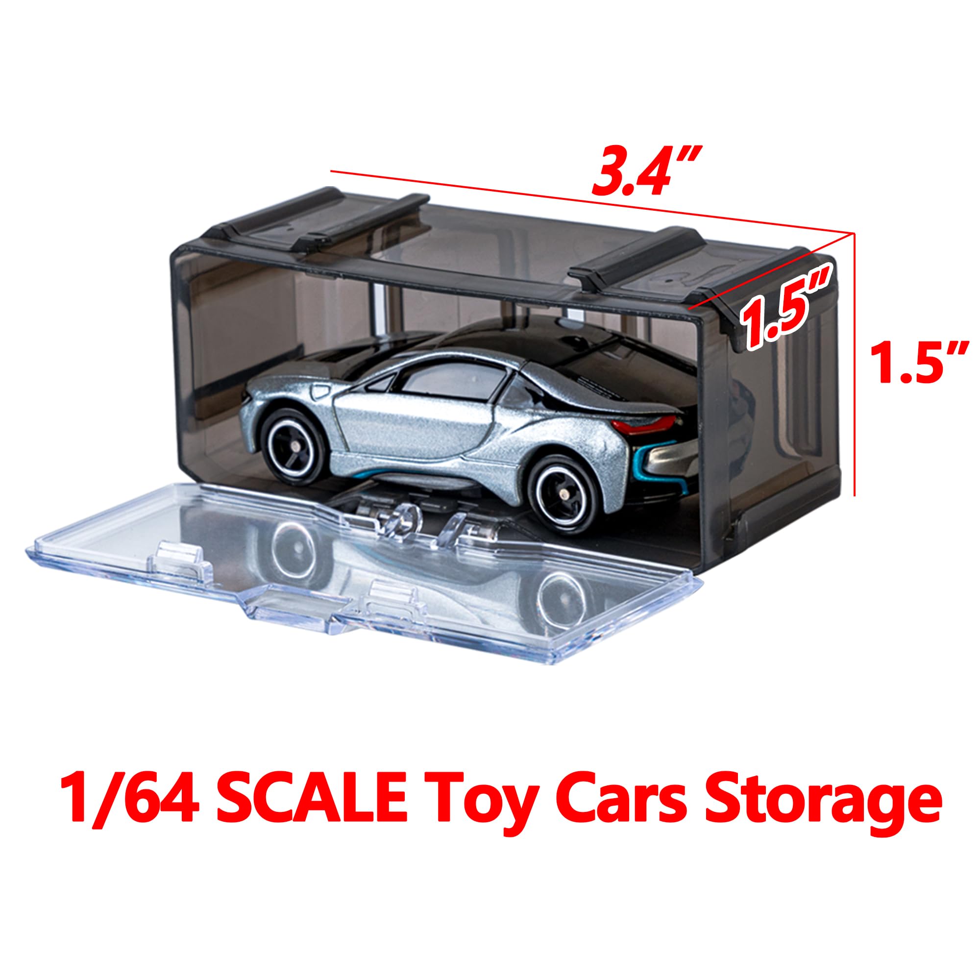 Hot Wheels Car Storage Case - 10/40 Capacity Organizer for 1/64 Scale Matchbox & Mini Cars | Stackable Toy Vehicle Display with Interlocking Design (Black, 10-Pack) - Perfect for Kids' Room Organization & Car Collection Display