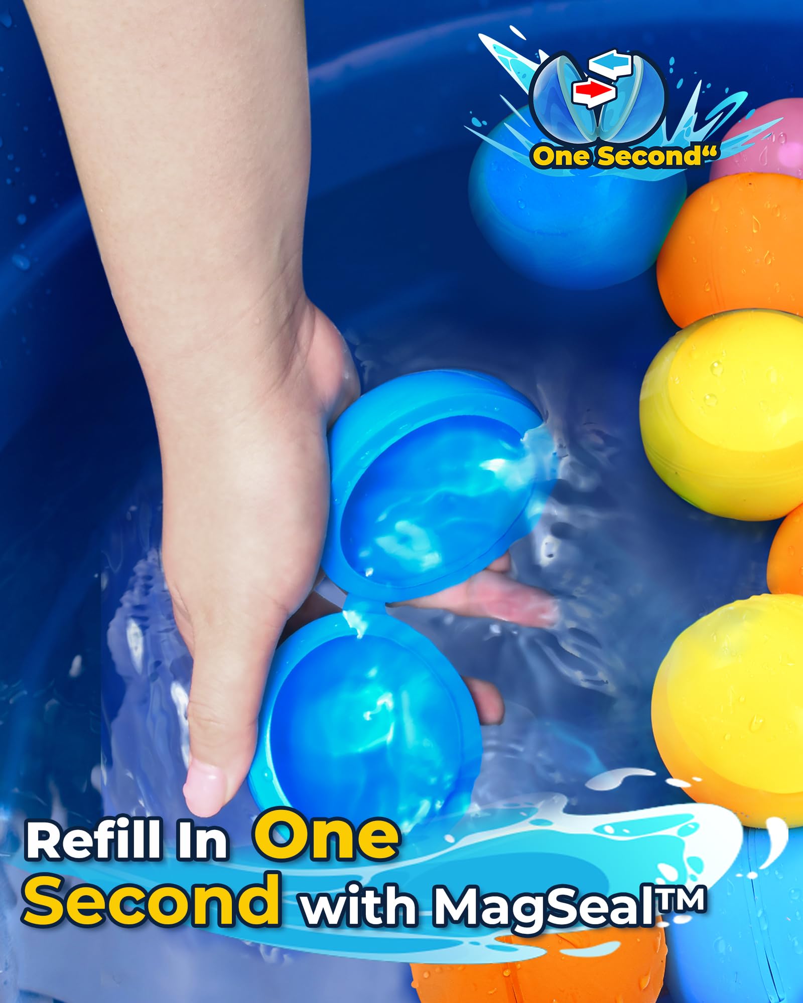 Refillable Magnetic Water Balloons for Kids - 10 Pack, Quick Fill Reusable Water Balls for Pool, Beach & Outdoor Summer Games - Fun Splash Toys for Ages 4-10 - Perfect for Backyard Parties, Water Fights & Summer Camp Activities