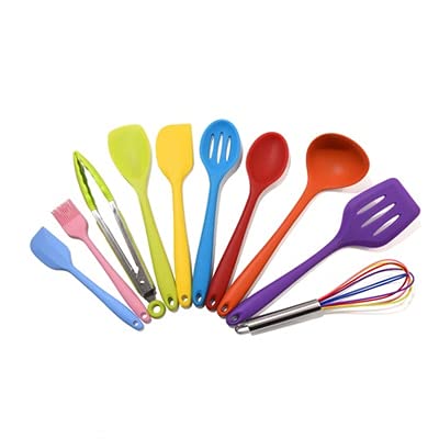 10-Piece Heat Resistant Silicone Cookware Set - Nonstick Kitchen Utensils for Baking & Cooking | Dishwasher Safe & BPA-Free | Perfect for Oven, Stovetop & Meal Prep (Multicolor)
