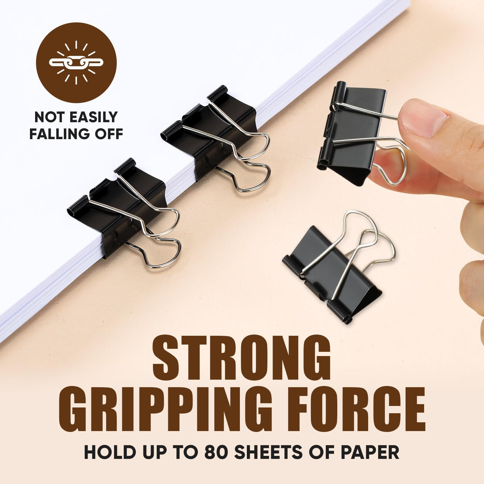 48 Pcs Medium Binder Clips 1.25 Inch - Kalerr Black Paper Clips with Storage Container - Bulk Office Supplies for Organizing Documents at Home, School & Work