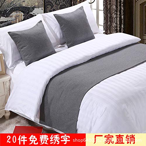 QCQZPL Luxury Bed Runner Set - Hotel Style Bedding Linen with Pillow Cushion & Square Pillow Core - 14# Green Grass Hemp Fabric - Perfect for Home Decor, Guest Rooms & Boutique Hotels