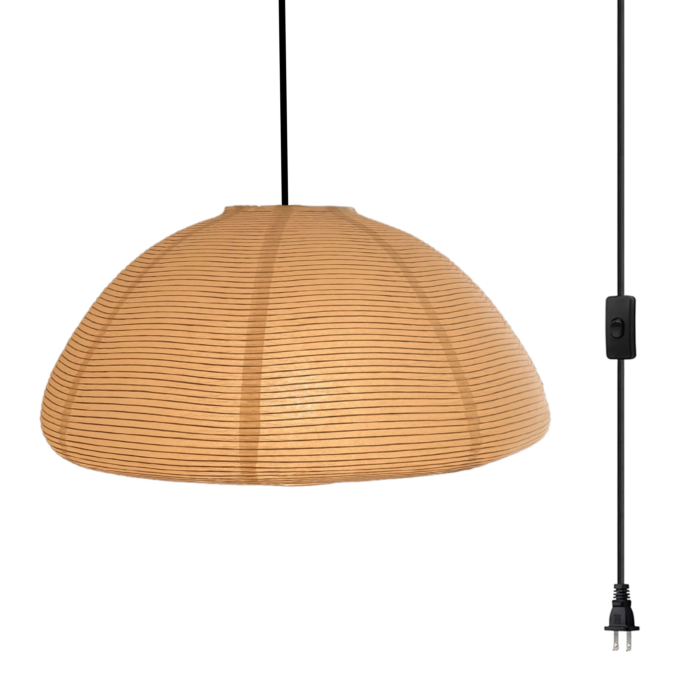 Nogy Rice Paper Lantern Lamp - Handmade Asian Style Hanging Light with Warm LED Bulb, Plug-in Paper Lantern Shade for Bedroom, Living Room, Patio & Wedding Decor | Romantic Ambient Lighting & Easy Installation