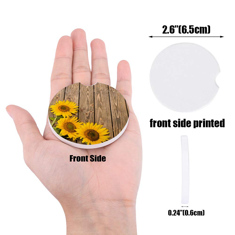 2 Pack Small Absorbent Car Coasters for Cup Holders - 2.65