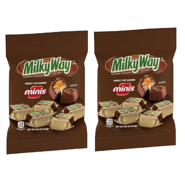 (2 Pack) Milky Way Minis Chocolate Caramel Bars Candy 2.64 oz - Bulk Snacks for Parties, Halloween Treats & Office Desserts