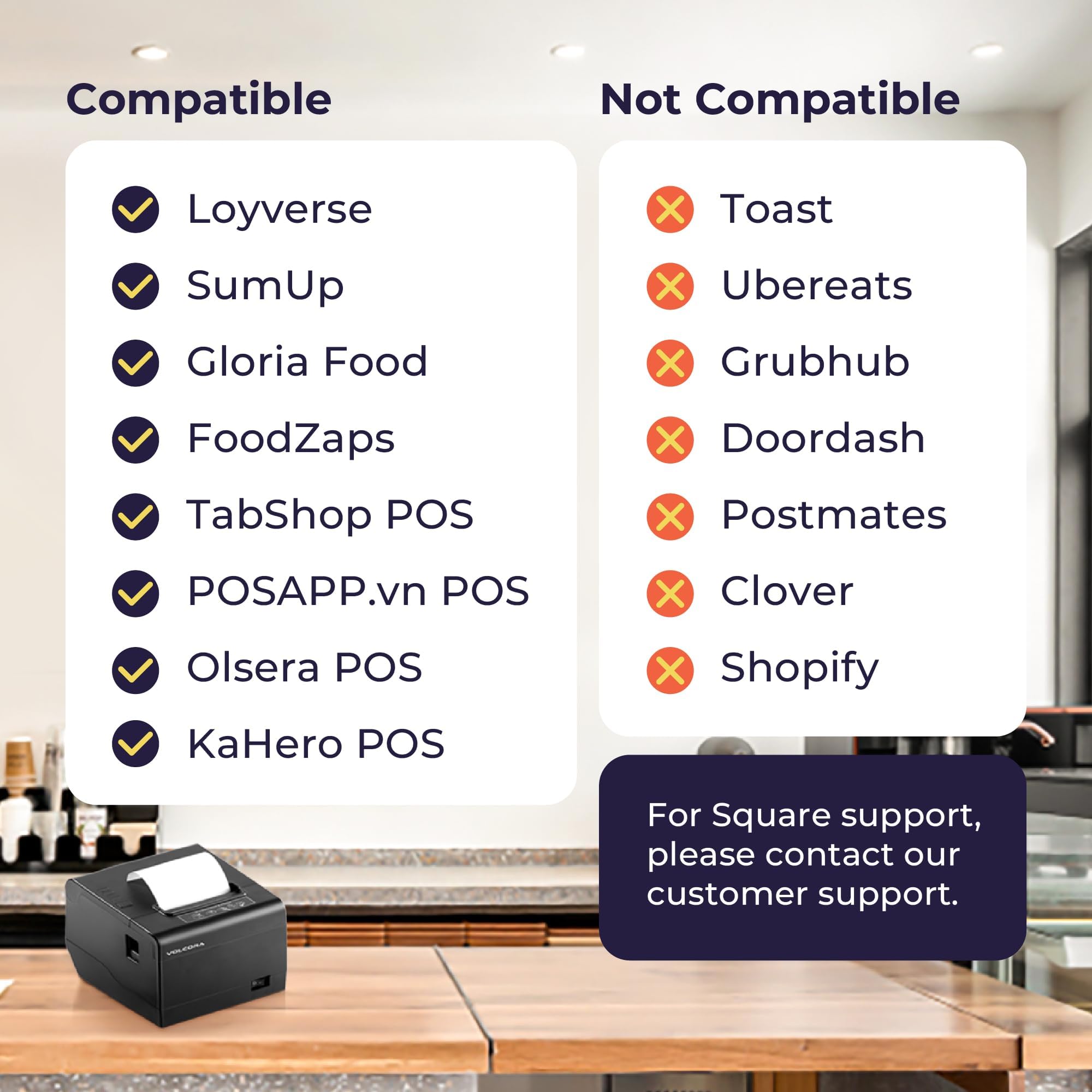 Volcora 80mm Thermal POS Printer with Auto Cutter - USB/WiFi Connectivity for Windows/MAC/Linux - ESC/POS Command Support - High-Speed Kitchen & Retail Receipt Printer - Wall Mountable (Black) - Perfect for Restaurants, Retail Stores, and Small Businesses