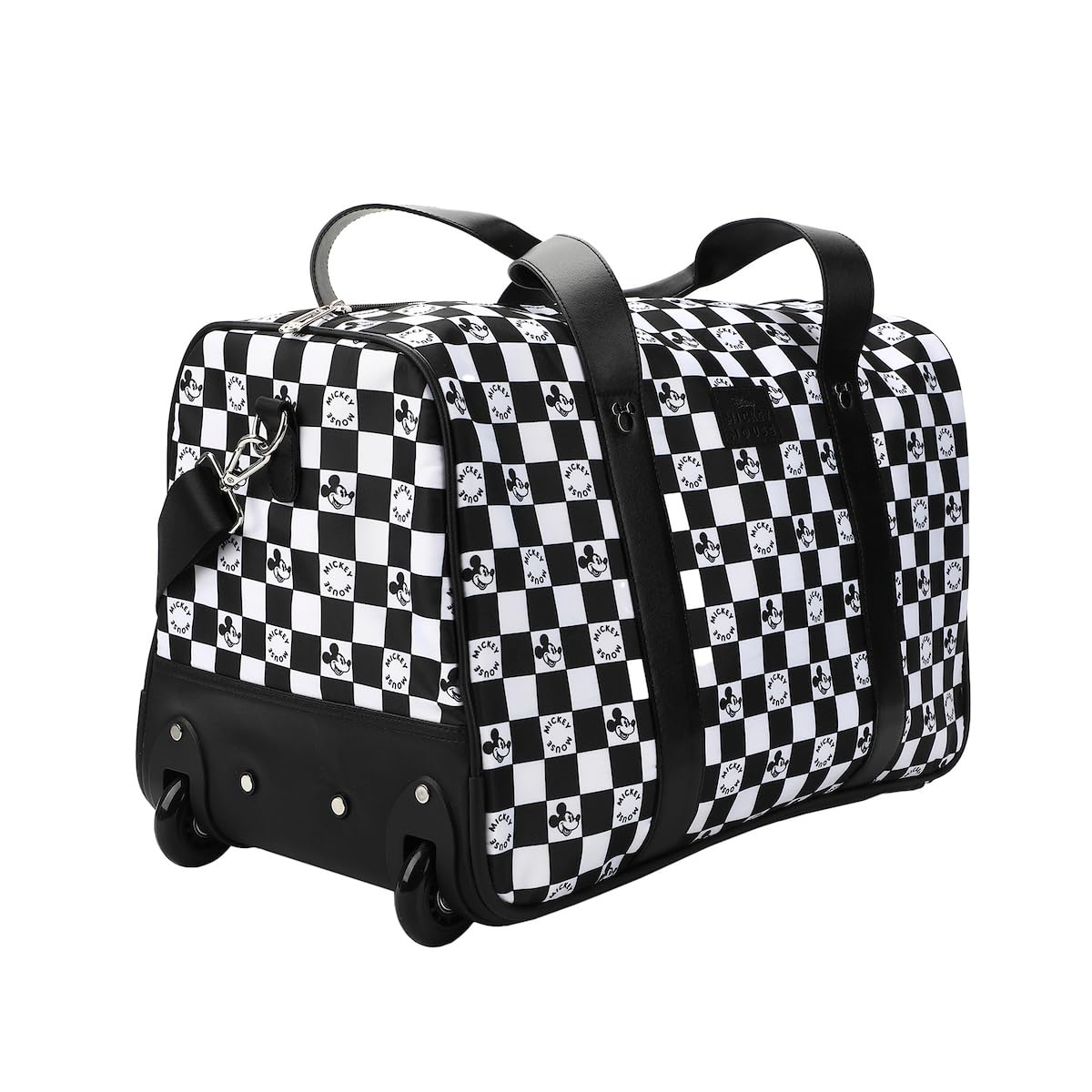 Disney Mickey Mouse Black & White Checkered 18 Inch Duffle Bag for Travel, Gym, Sports & School - Stylish Backpack for Men & Women