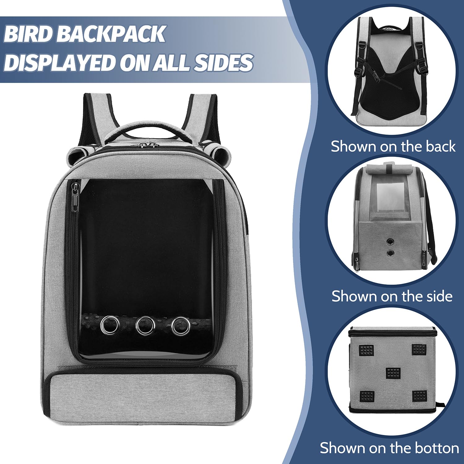 Bird Travel Backpack Carrier with Tray, Perch & Feeding Tank - Portable Waterproof Bird Cage for Parakeets, Cockatiels, Lovebirds & Small Birds - Perfect for Outdoor Adventures, Vet Visits & Daily Travel